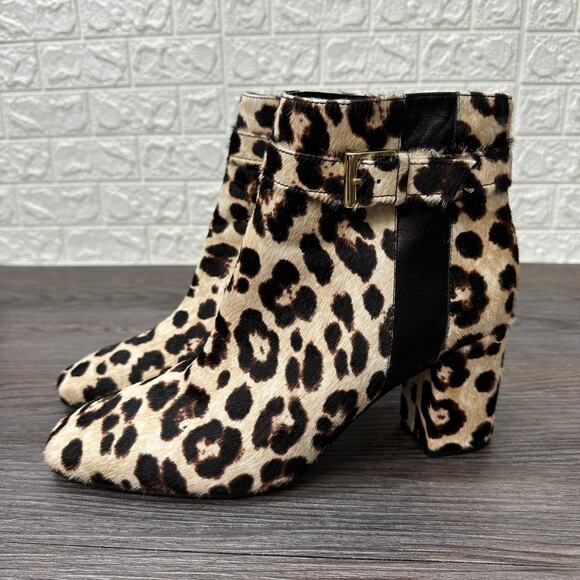 Kate Spade New York Holly Ankle Boot WMNS 9M Brown Black Leopard Side Zip Buckle - Picture 3 of 8
